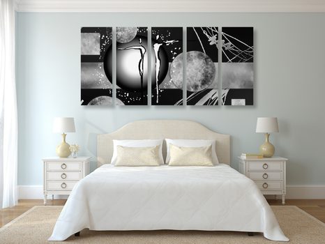 QUADRI 5 PEZZI – COPPIA INNAMORATA ETNICA IN BIANCO E NERO - QUADRI BIANCO E NERO - STAMPE E QUADRI