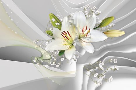 TAPÉTA LILIOMOK ABSZTRAKT HÁTTÉRREL - TAPÉTÁK - 🔥 TELJES KIÁRUSÍTÁS