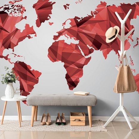 SELF ADHESIVE WALLPAPER RED WORLD MAP IN VECTOR GRAPHICS - SELF-ADHESIVE WALLPAPERS - WALLPAPERS