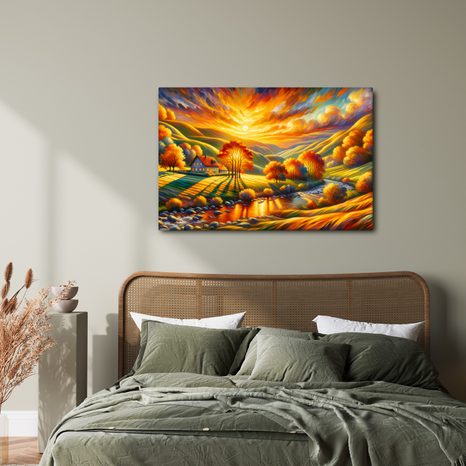 OBRAZ PODZIMNÍ KRAJINA SE ZÁPADEM - OBRAZY VÝCHOD A ZÁPAD SLUNCE - OBRAZY