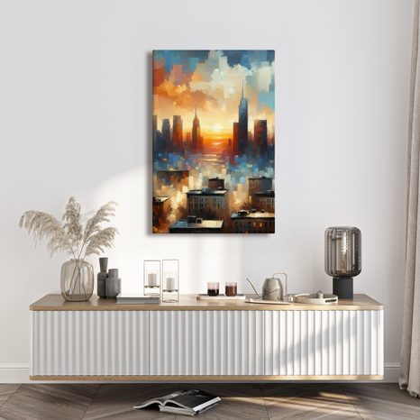 OBRAZ ZÁPAD SLUNCE NAD MĚSTEM - OBRAZY MĚSTA - OBRAZY