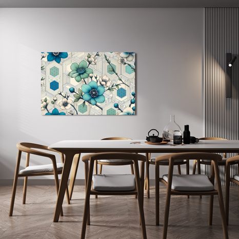 WANDBILD ELEGANTE BLUMEN AUF GEOMETRISCHEM HINTERGRUND - BILDER BLUMEN - BILDER