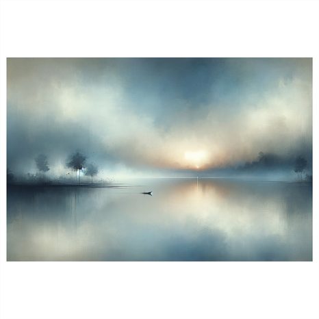 WANDBILD EINSAMES BOOT IM NEBEL - BILDER SEEN - BILDER