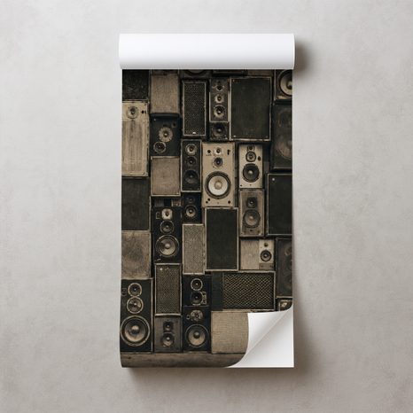 SELBSTKLEBENDE FOTOTAPETE RETRO-LAUTSPRECHER IM INDUSTRIESTIL - MUSIK FOTOTAPETEN - TAPETEN