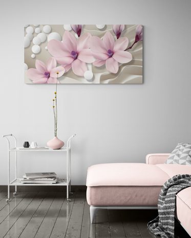 КАРТИНА НА ПЛАТНО – МАГНОЛИЯ НА АБСТРАКТЕН ФОН - КАРТИНИ С ЦВЕТЯ - КАРТИНИ