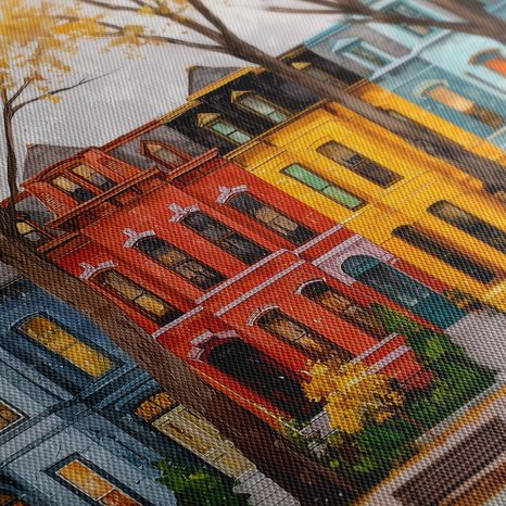 5-DÍLNÝ OBRAZ PODZIMNÍ MĚSTSKÁ ULICE - BAREVNÉ DOMY - PICTURES