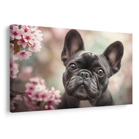 OBRAZ ROZTOMILÝ BULDOČEK MEZI KVĚTY - OBRAZY PSI - OBRAZY