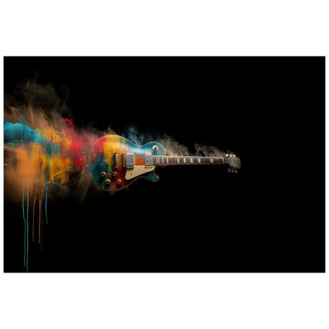 SELBSTKLEBENDE TAPETE BUNTE GITARRE AUF SCHWARZEM HINTERGRUND - MUSIK FOTOTAPETEN - TAPETEN