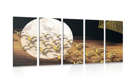 TABLOU 5-PIESE ZBORUL PĂSĂRILOR ÎN TIMPUL LUNII PLINE - TABLOURI ABSTRACTE - TABLOURI