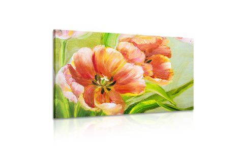 WANDBILD ROTE TULPEN IM INTERESSANTEN DESIGN - BILDER BLUMEN - BILDER