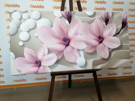 КАРТИНА НА ПЛАТНО – МАГНОЛИЯ НА АБСТРАКТЕН ФОН - КАРТИНИ С ЦВЕТЯ - КАРТИНИ