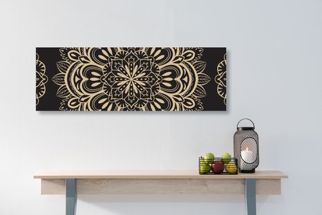 SLIKA ZLATA MANDALA NA ČRNI PODLAGI - SLIKE FENG SHUI - SLIKE