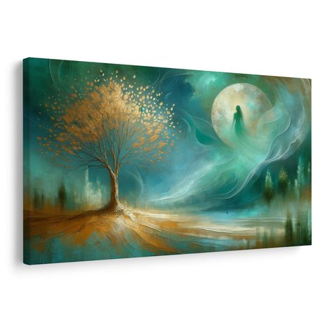 WANDBILD LEBENSBAUM IM MONDSCHEIN - BILDER BÄUME DES LEBENS - BILDER