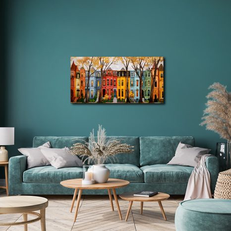 OBRAZ PODZIMNÍ KOUZLO MĚSTA - BAREVNÉ DOMY - OBRAZY