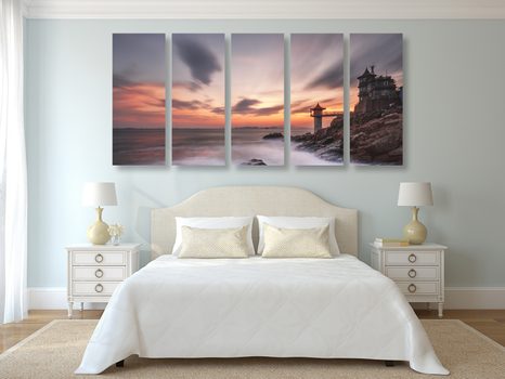 TABLOU 5-PIESE PEISAJ MINUNAT LÂNGĂ MARE - TABLOU NATURĂ ȘI PEISAJE NATURALE - TABLOURI