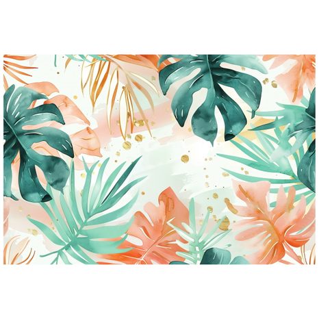 SELBSTKLEBENDE TAPETE TROPISCHE GRÜN-ORANGE BLÄTTER - SELBSTKLEBENDE TAPETEN - TAPETEN