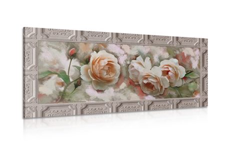 QUADRO DI UNA ROSA CON UNA CORNICE STORICA - QUADRI DI FIORI - QUADRI