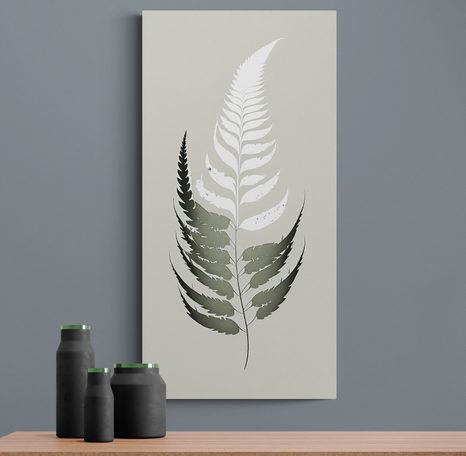 OBRAZ LÍSTEK Z KAPRADINY S NÁDECHEM MINIMALISMU - OBRAZY STROMY A LISTY - OBRAZY