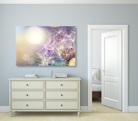 STAMPA SU TELA – VISTA DETTAGLIATA DEL DENTE DI LEONE - QUADRI DI FIORI - STAMPE E QUADRI