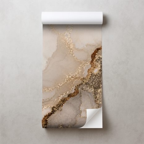 ZELFKLEVEND FOTOBEHANG LUXE BEIGE MARMER MET GOUD - MARMER FOTOBEHANG - FOTOBEHANG