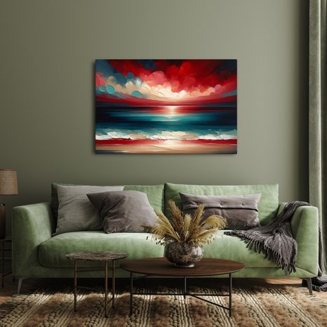 OBRAZ ČERVENÁ OBLOHA NAD OCEÁNOM - OBRAZY MORE A PLÁŽ - OBRAZY