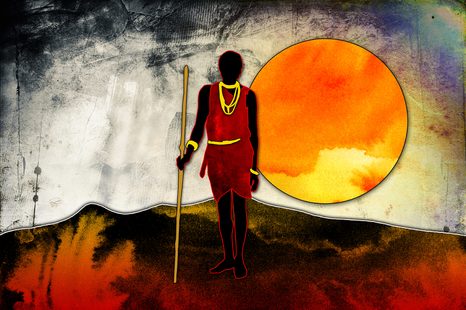 CARTA DA PARATI – CACCIATORE AFRICANO - CARTA DA PARATI IMITAZIONE DI DIPINTI - CARTA DA PARATI