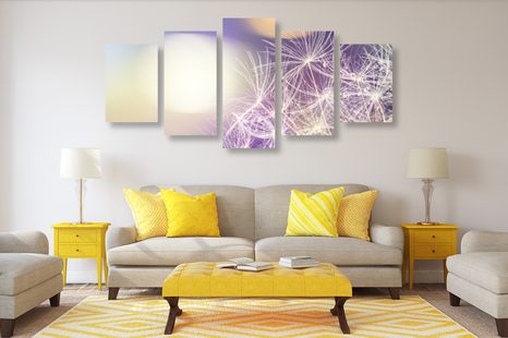 TABLOU 5-PIESE VEDERE DETALIATĂ LA PĂPĂDIE - TABLOU FLORI - TABLOURI