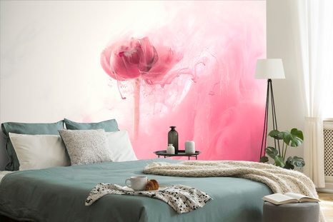 PAPIER PEINT – FLEUR ROSE EN DESIGN INTÉRESSANT - PAPIERS PEINTS ABSTRAITS - PAPIERS PEINTS PANORAMIQUES