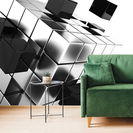 SELF ADHESIVE WALLPAPER BLACK AND WHITE STRATEGIC CUBE - SELF-ADHESIVE WALLPAPERS - WALLPAPERS