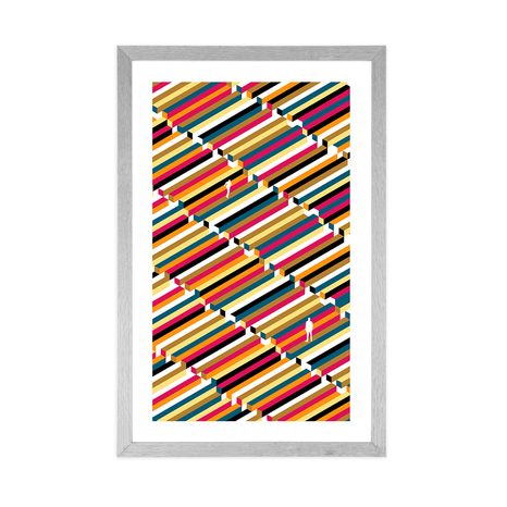 POSTER MIT PASSEPARTOUT MENSCHEN AUF GEMUSTERTEM HINTERGRUND - MOTIVE AUS UNSERER WERKSTATT - POSTER