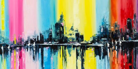 TABLOU ORAȘ ÎN PICTURĂ DE ULEI - TABLOURI CU ORAȘE - TABLOURI