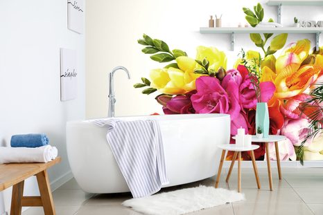 SELBSTKLEBENDE FOTOTAPETE BLUMENSTRAUSS AUS FREESIEN - SELBSTKLEBENDE TAPETEN - TAPETEN
