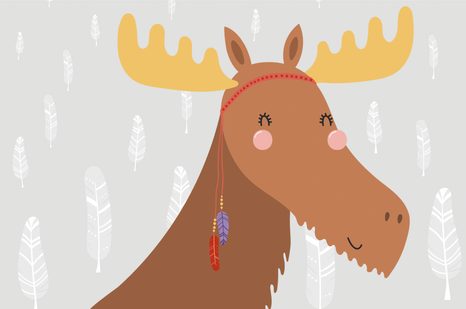 SAMOLEPÍCÍ TAPETA ROZTOMILÝ SOBÍK S INDIÁNSKÝMI PEŘÍČKY - SAMOLEPÍCÍ TAPETY - TAPETY