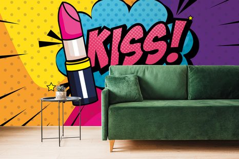TAPETA POP ART RTĚNKA - KISS! - POP ART TAPETY - TAPETY