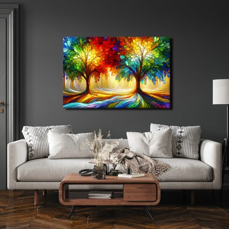 CANVAS SCHILDERIJ KLEURRIJKE LEVENSBOOM IN BOS - SCHILDERIJEN - MEGA UITVERKOOP TOT 70% 🔥