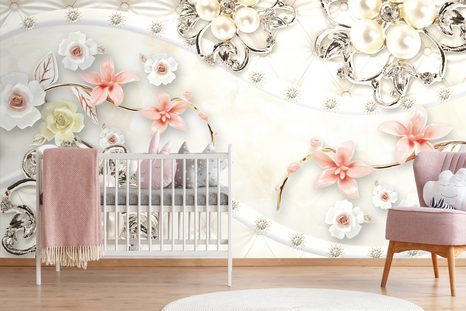 TAPETA LUXUSNÍ KVĚTINOVÉ ŠPERKY - ABSTRAKTNÍ TAPETY - TAPETY