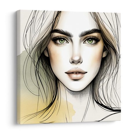 WANDBILD WEIBLICHES GESICHT IN SANFTEN TÖNEN - WANDBILDER FRAUEN - BILDER