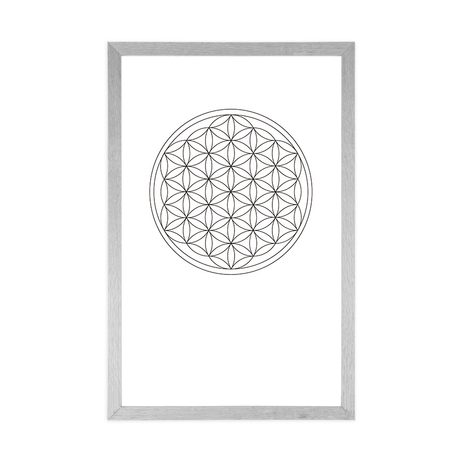 PLAGÁT S PASPARTOU ČIERNOBIELA MANDALA - MOTÍVY Z NAŠEJ DIELNE - PLAGÁTY