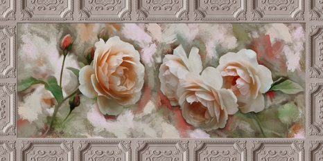 КАРТИНА НА ПЛАТНО – РОЗИ В ИСТОРИЧЕСКА РАМКА - КАРТИНИ С ЦВЕТЯ - КАРТИНИ