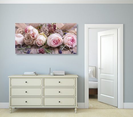 WANDBILD FESTLICHE FLORALE KOMPOSITION VON ROSEN - BILDER BLUMEN - BILDER