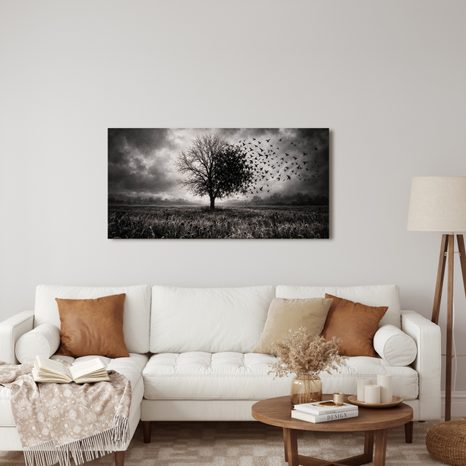 QUADRO SU TELA – ALBERO DELLA VITA IN PAESAGGIO OSCURO - QUADRI HALLOWEEN E HORROR - STAMPE E QUADRI