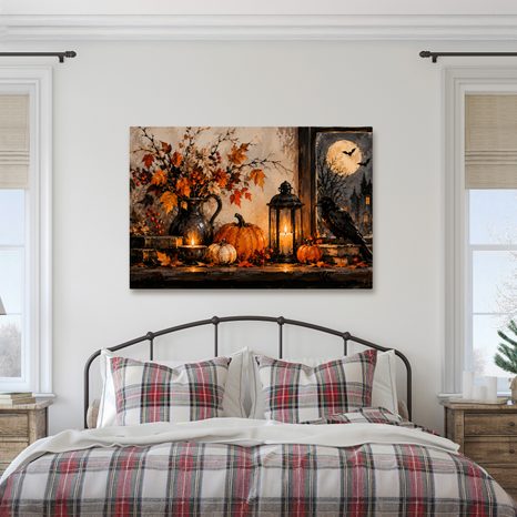 WANDBILD HERBSTLICHES STILLLEBEN MIT RABEN - HALLOWEEN- UND HORROR-BILDER - BILDER