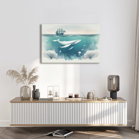 OBRAZ VELRYBA A KORÁLY POD HLADINOU - OBRAZY VELRYBY - OBRAZY