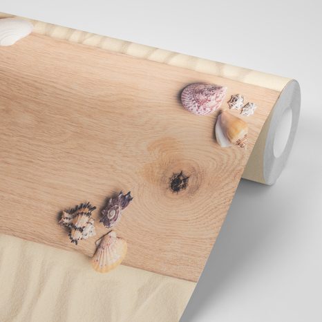 CARTA DA PARATI – TESORI DEL MARE SU LEGNO - CARTA DA PARATI NATURA - CARTA DA PARATI