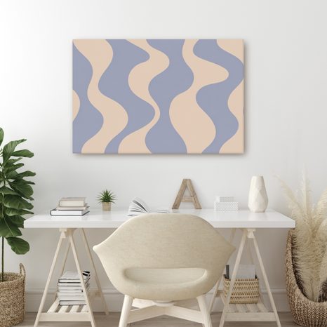 TABLEAU SUR TOILE – COURBES ABSTRAITES DÉLICATES EN BLEU - IMAGES FORMES ABSTRAITES - TABLEAUX