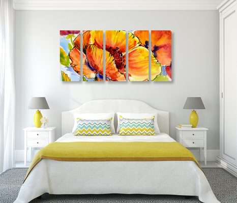 5-RÉSZES KÉP PIPACS CSOKOR - VIRÁGMINTÁS KÉPEK - KÉPEK