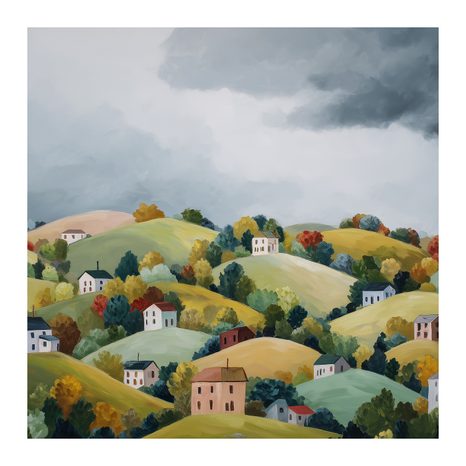 WANDBILD MALERISCHE HERBSTDÖRFER - BUNTE HÄUSER - BILDER