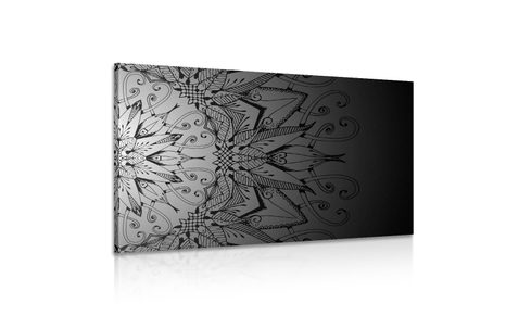 SLIKA MANDALA V ČRNOBELI IZVEDBI - ČRNOBELE SLIKE - SLIKE