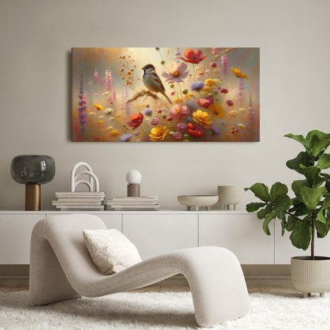 OBRAZ VRABEC NA LETNÍ LOUCE - OBRAZY PTÁCI - OBRAZY