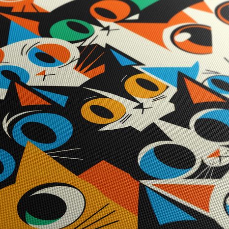 WANDBILD BUNTE KATZEN IN ABSTRAKTION - BILDER VON KATZEN - BILDER